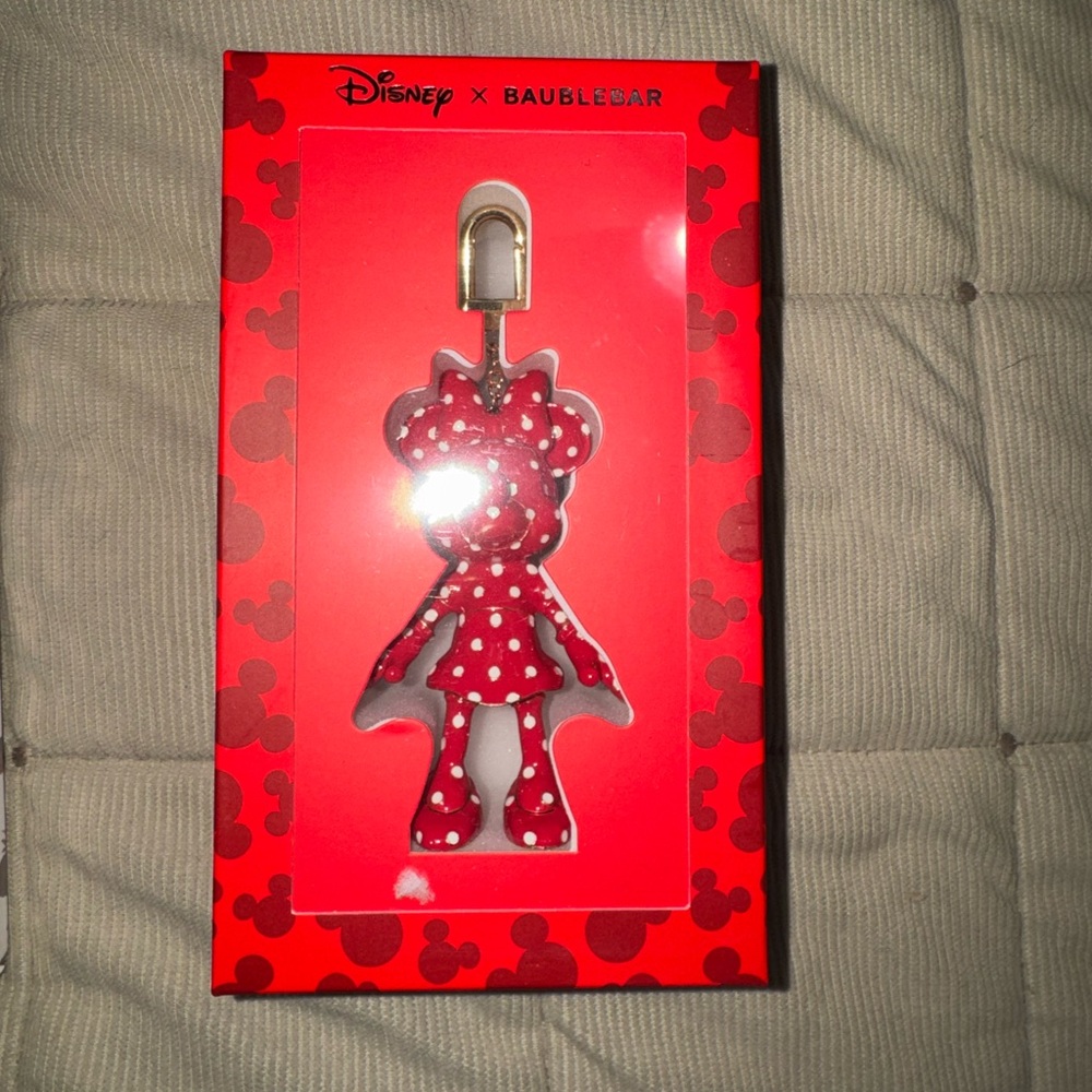 Disney x BaubleBar Minnie Mouse Polkadot pink/white bag charm